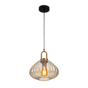 Golden Bronze Metal Amber Glass Globe Pendant Ceiling Light E27