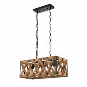 Oak Wood Farmhouse Cuboid Island Chandelier Ceiling Light