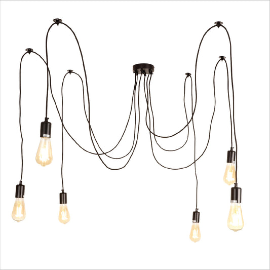 Black Cord Spider Chandelier Ceiling Light 6xE27