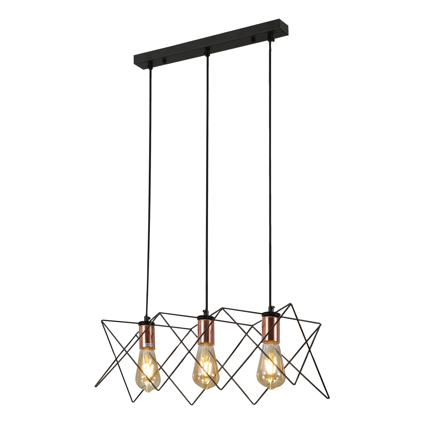 Black Metal Caged Island Chandelier Pendant Ceiling Light E27