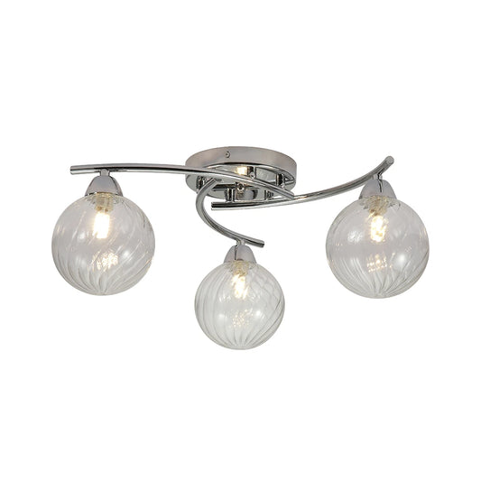 Chrome Metal Clear Glass Ceiling Light 3xG9