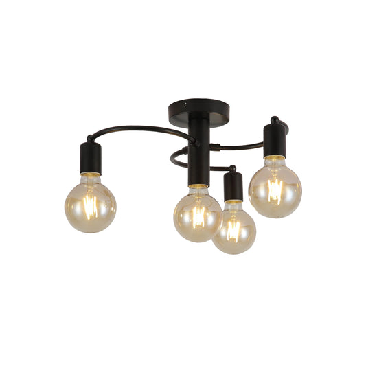Modern Black Swirl 4-Light Semi-Flush Ceiling Light Fixture