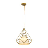 Opal Shade Wired Geometric Cage Pendant Ceiling Light