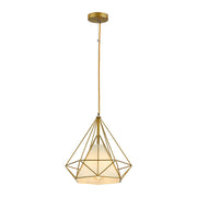 Opal Shade Wired Geometric Cage Pendant Ceiling Light