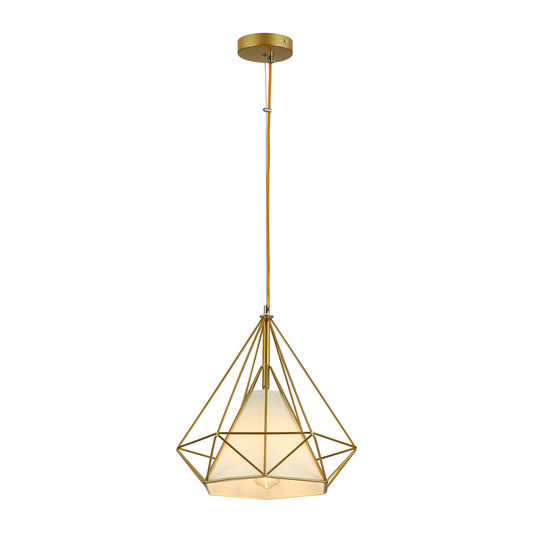 Opal Shade Wired Geometric Cage Pendant Ceiling Light