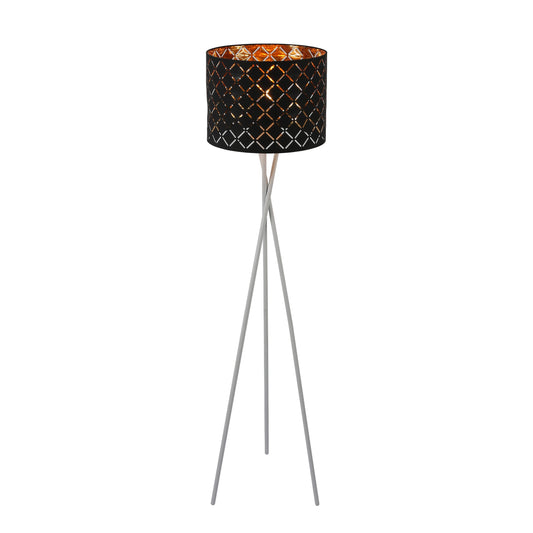 Tripod White Drum Floor Lamp E27 Fitting