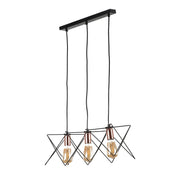 Star Cage Pendant Light with Rose Gold Accent and Black Metal Frame