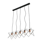 Star Cage Pendant Light with Rose Gold Accent and Black Metal Frame