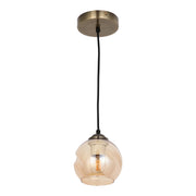 Amber Glass Dome Antique Brass Metal Pendant Ceiling Light E27