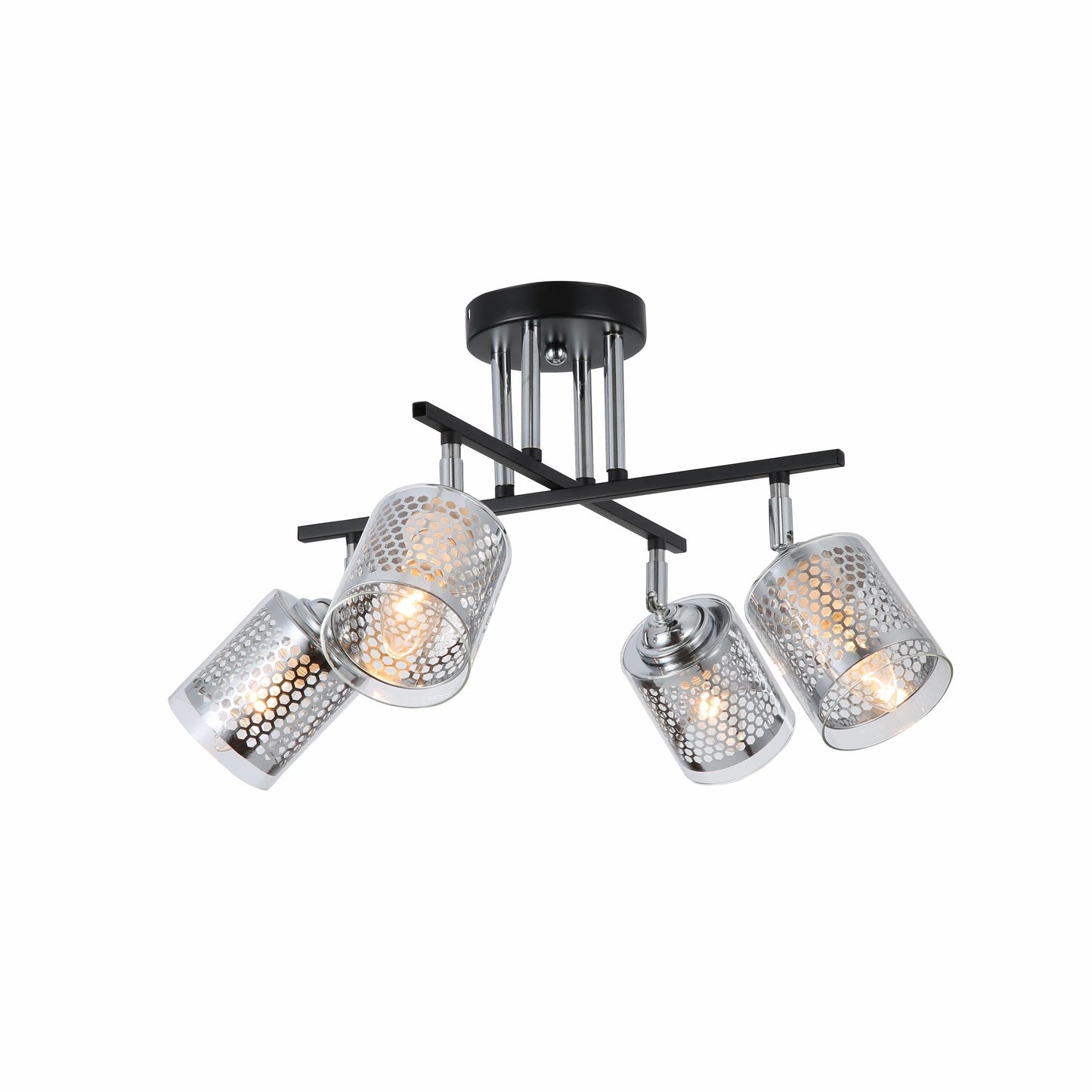 Chrome Honeycomb Black Chrome Body Semi Flush Ceiling Light E14