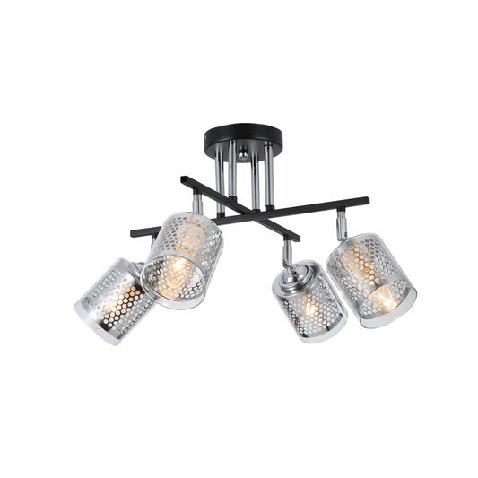 Chrome Honeycomb Black Chrome Body Semi Flush Ceiling Light E14