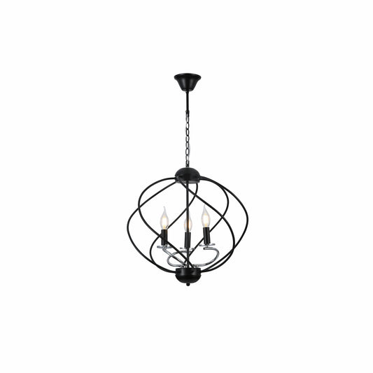 Black Spiral Metal Chrome Arm Chandelier Ceiling Light E14