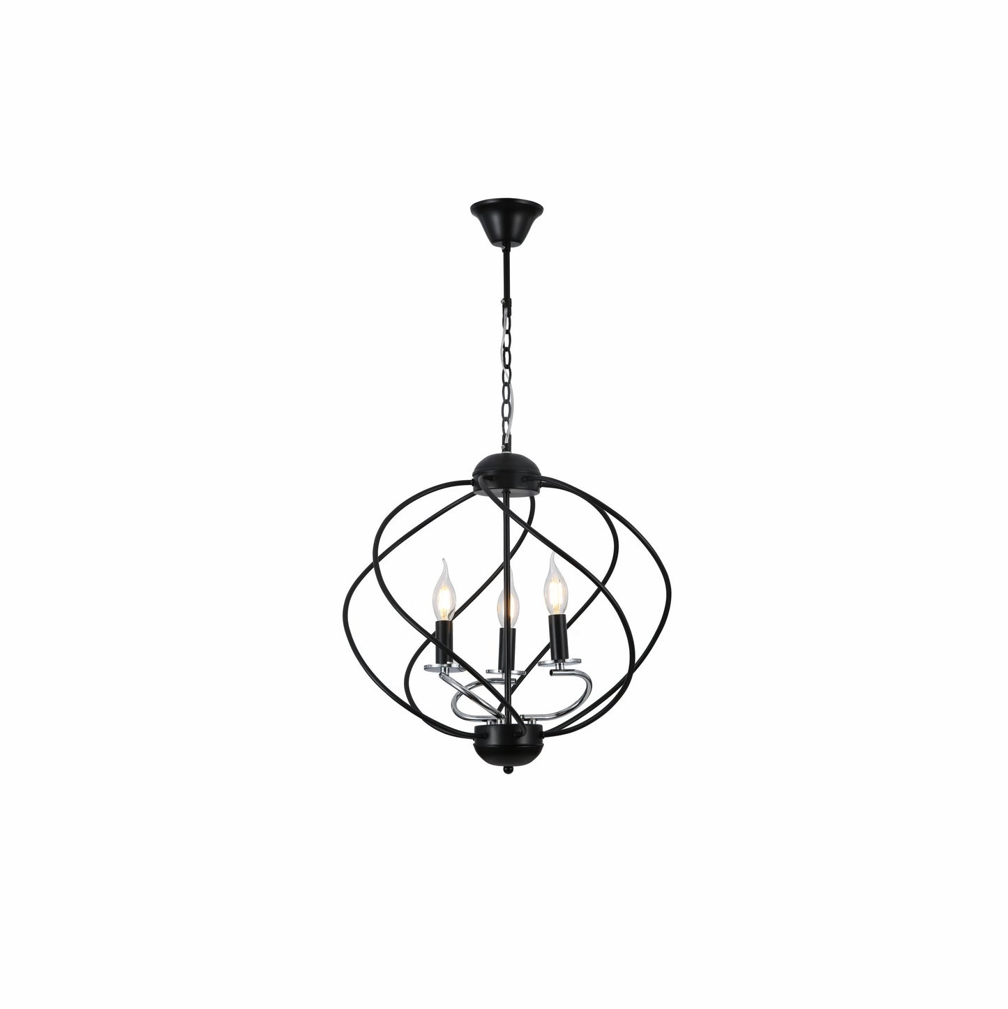 Black Spiral Metal Chrome Arm Chandelier Ceiling Light E14