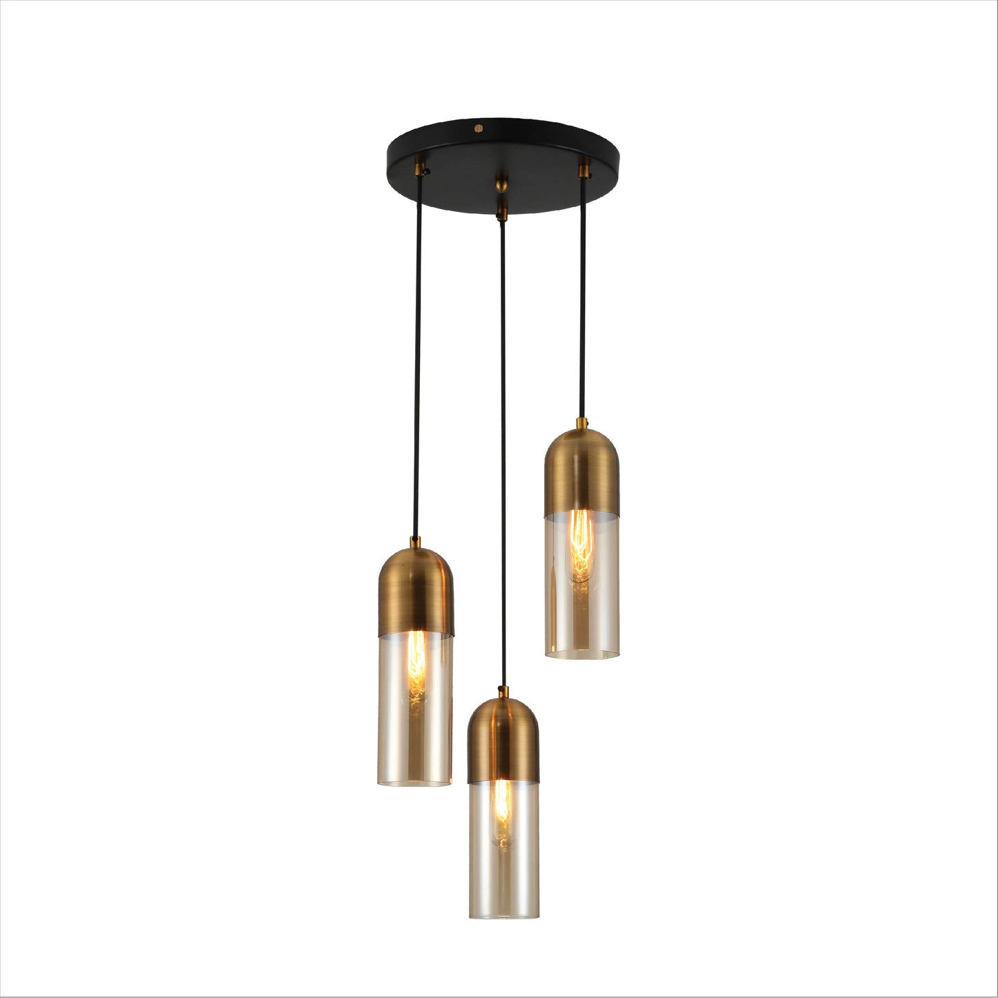 Sleek Duo-Tone Cylinder Pendant Ceiling Light - Amber Bronze or Smoky Black Variants