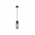 Sleek Duo-Tone Cylinder Pendant Ceiling Light - Amber Bronze or Smoky Black Variants