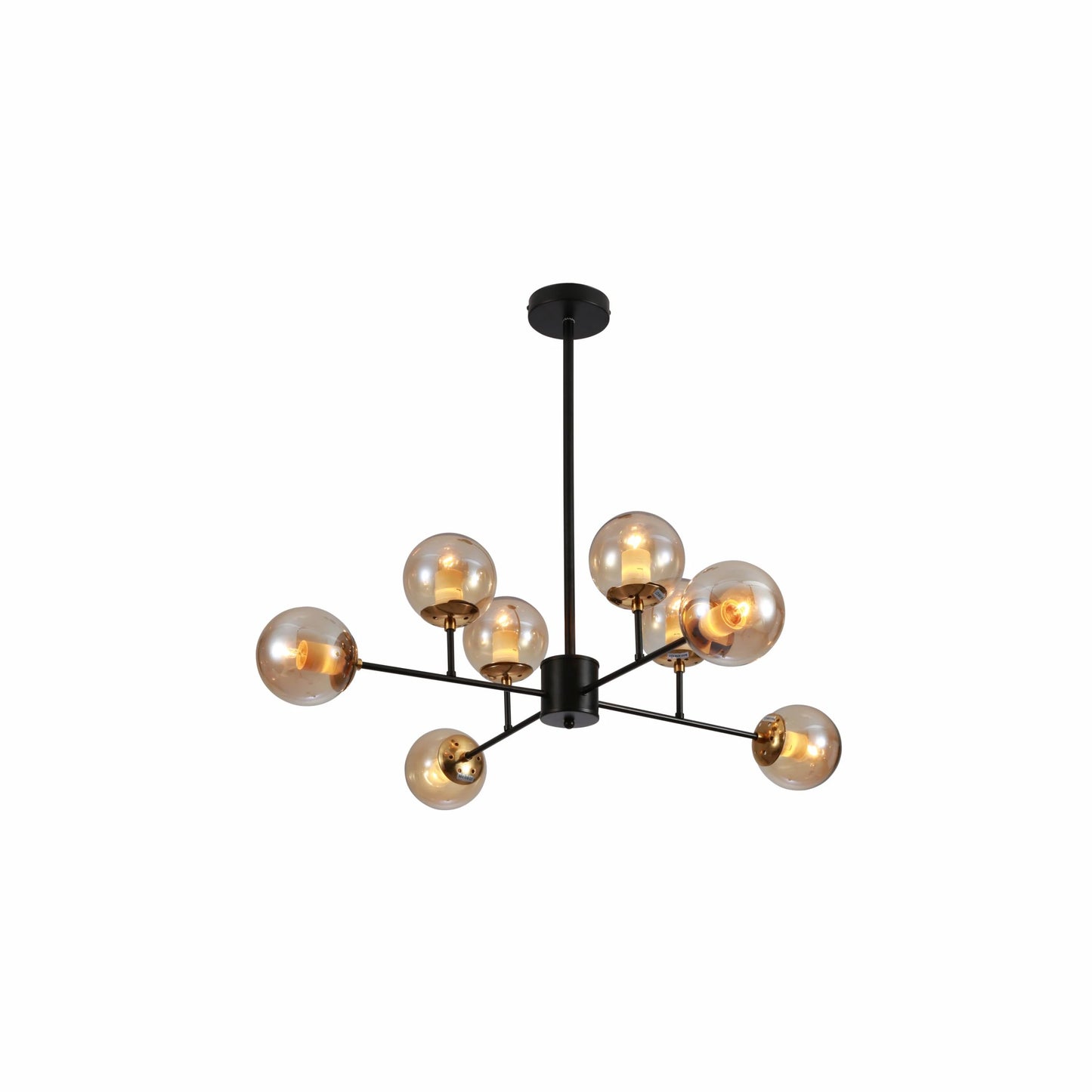 Stilnovo Amber or Opal Glass Globe Modern Sputnik Chandelier Ceiling Light E27
