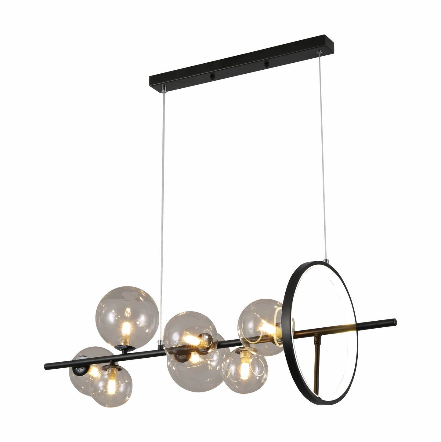 Expanse Ring Black Clear Globe Glasses Kitchen Island LED Chandelier Ceiling Light