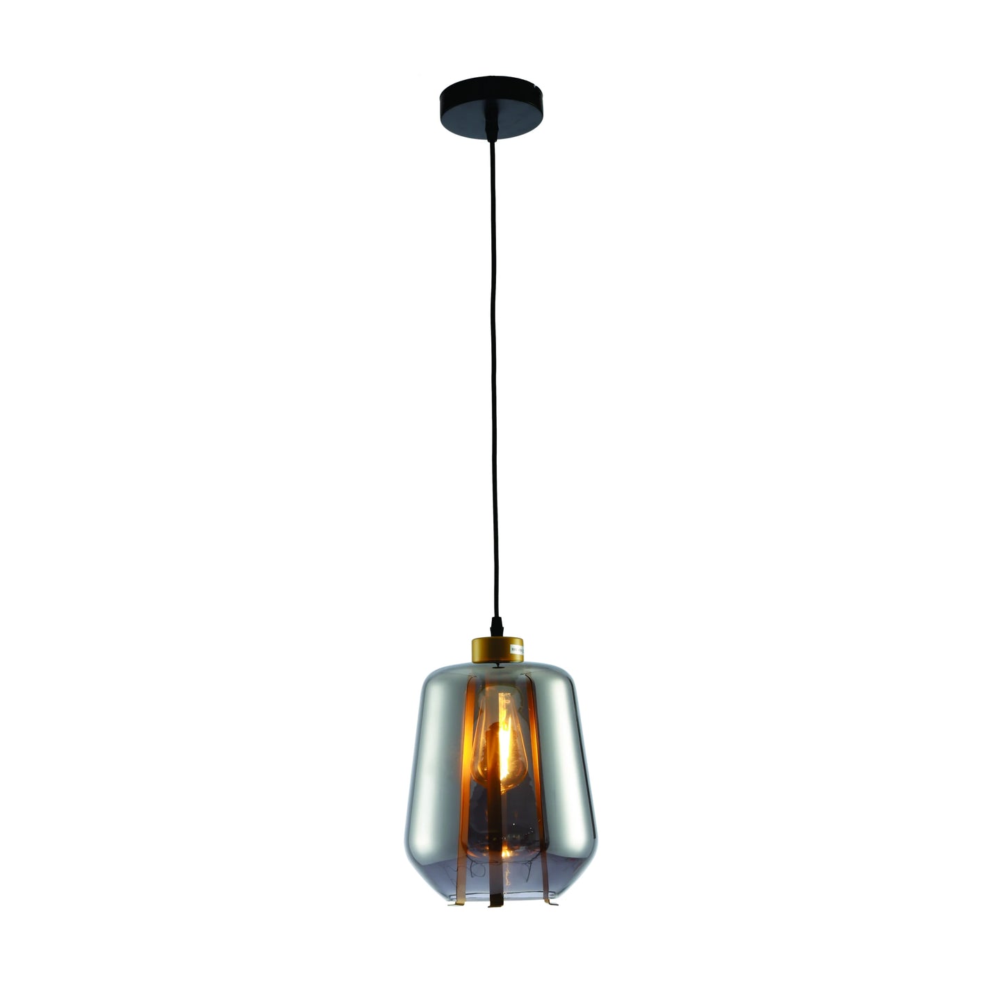 Amber or Smoky Glass Schoolhouse Pendant Ceiling Light L E27
