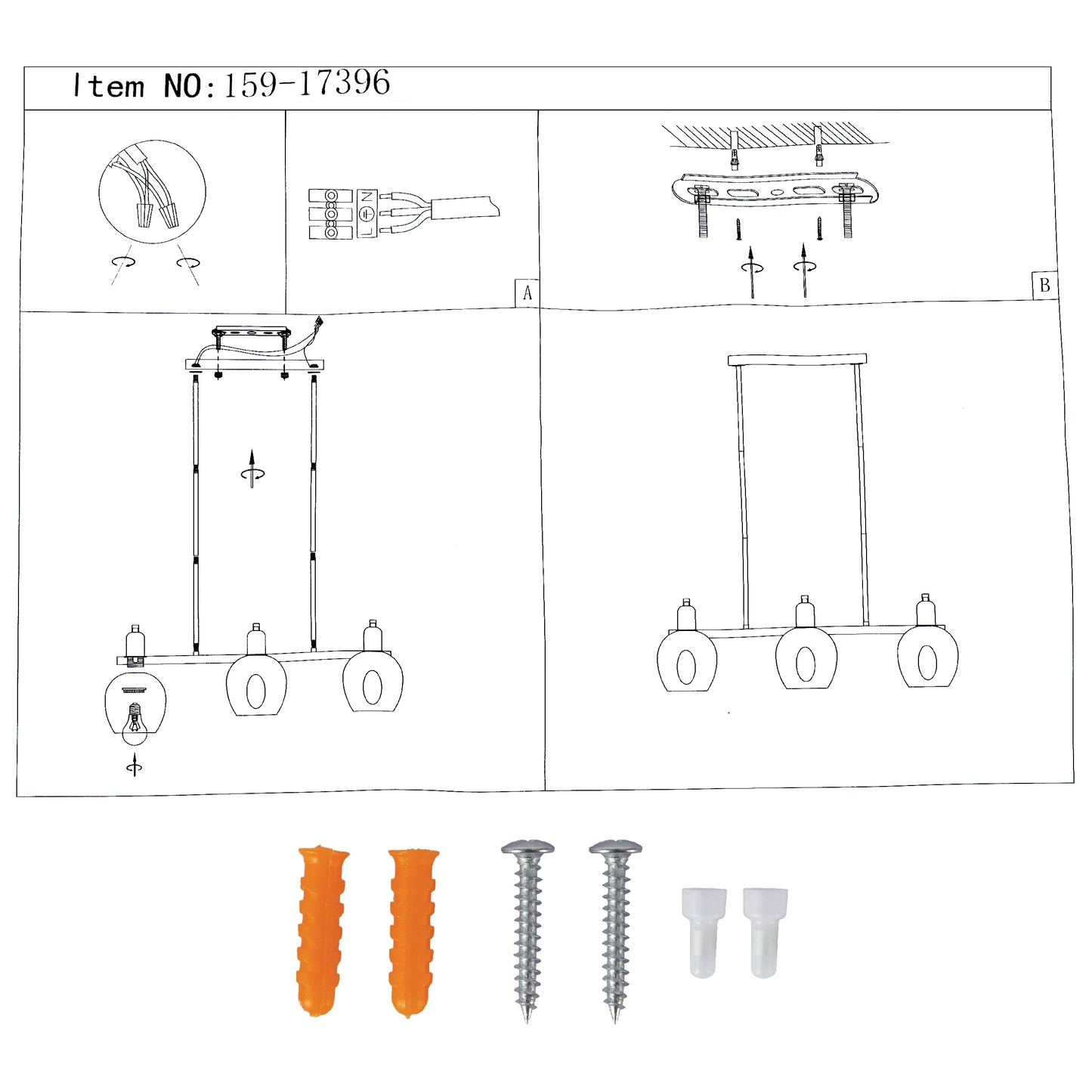 Amber Cone Glass Black Gold Metal Body Island Chandelier Ceiling Light 6xE27 Fitting