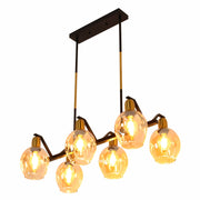 Amber Cone Glass Black Gold Metal Body Island Chandelier Ceiling Light 6xE27 Fitting