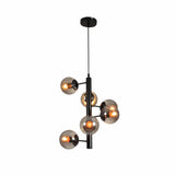 Spiral Globe Glass Black Metal Body Modern Sputnik Pendant Ceiling Chandelier Light E27