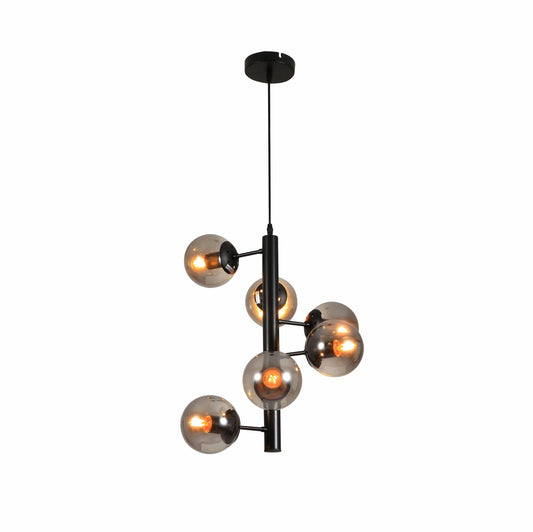 Spiral Globe Glass Black Metal Body Modern Sputnik Pendant Ceiling Chandelier Light E27