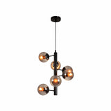 Spiral Globe Glass Black Metal Body Modern Sputnik Pendant Ceiling Chandelier Light E27