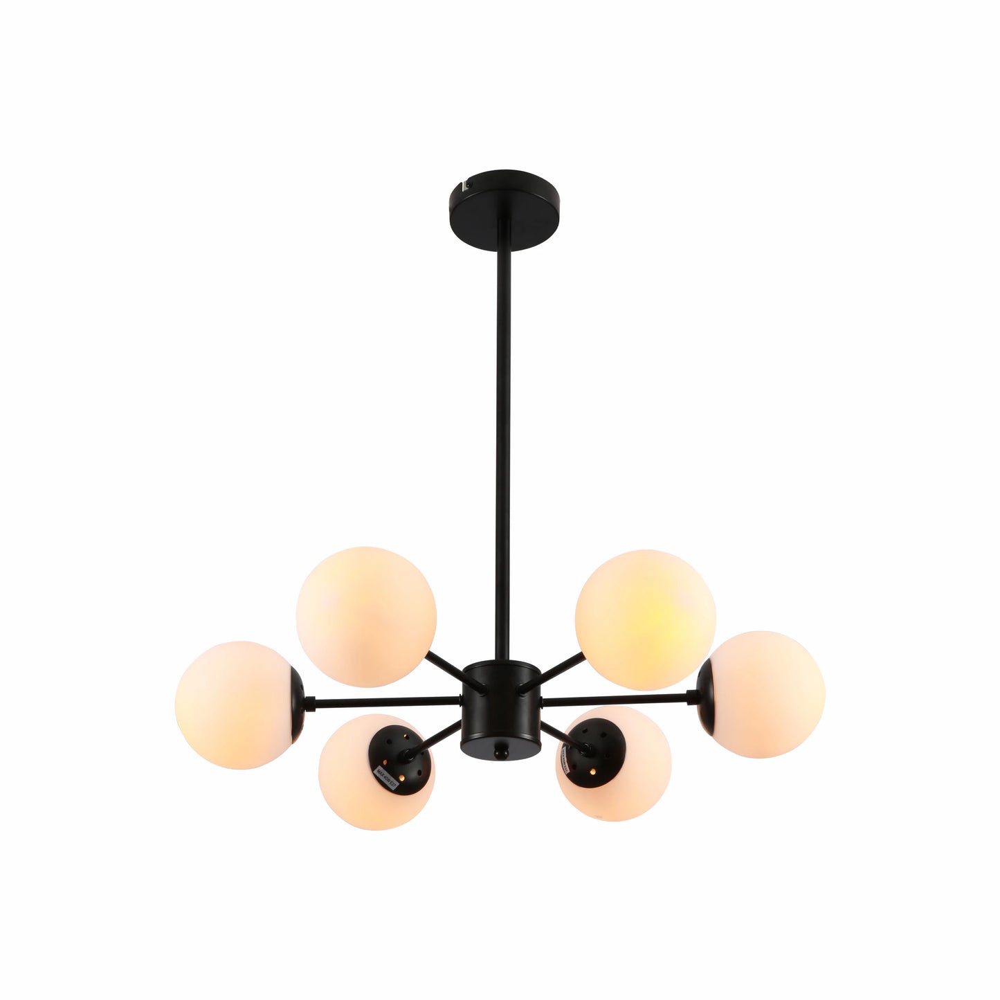 Snowflake Opal Globe Glass Black Body Ceiling Light E27