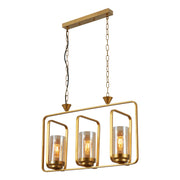 Black or God Metal Cage Body Amber Cylinder Glass Kitchen Island Chandelier Pendant Ceiling Light E27