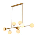 Modern Molecule Style Amber Smoky Opal Glass Globe Gold Black Metal Body Island Chandelier Ceiling Light