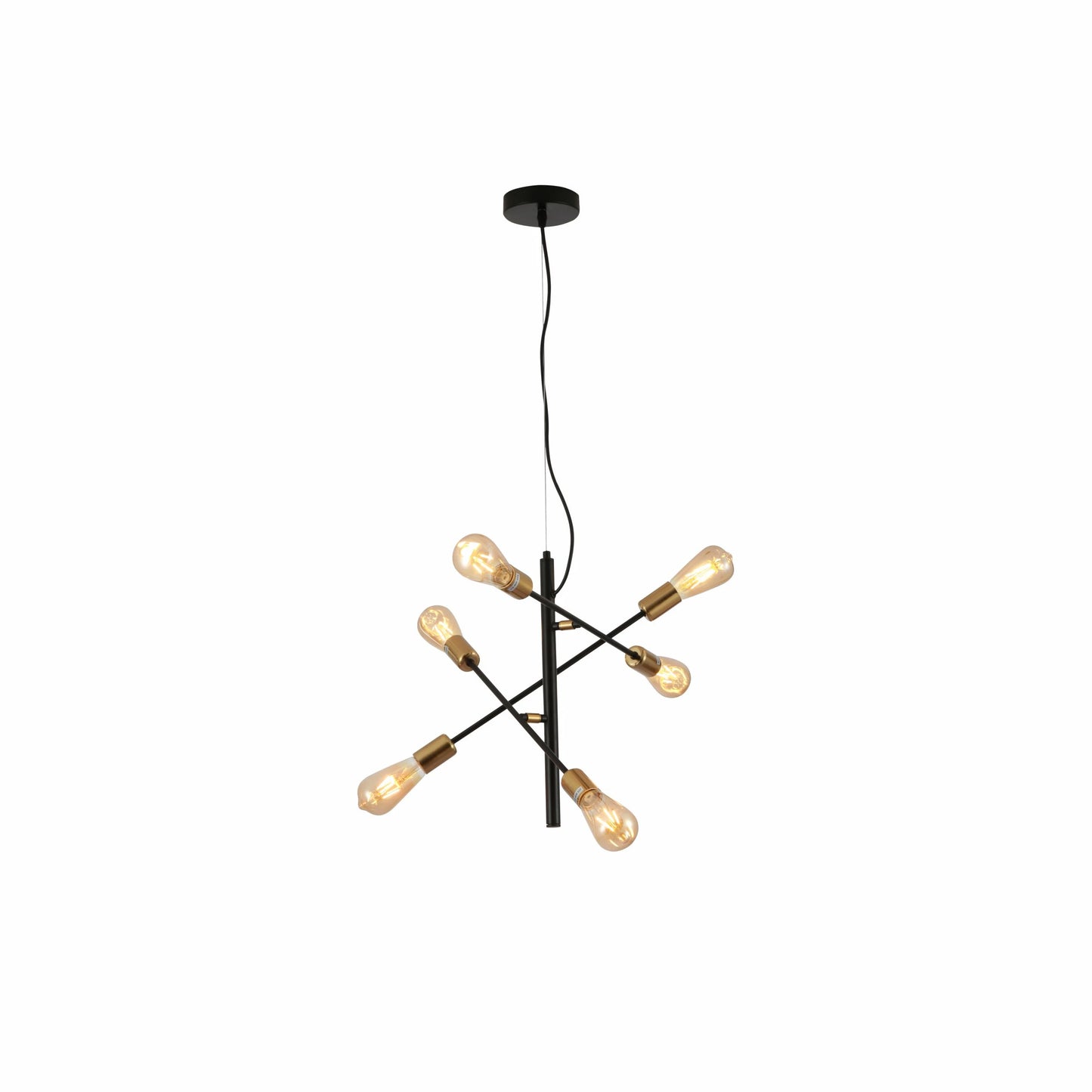 Black and Gold Sputnik Rod Modern Pendant Chandelier Ceiling Light E27
