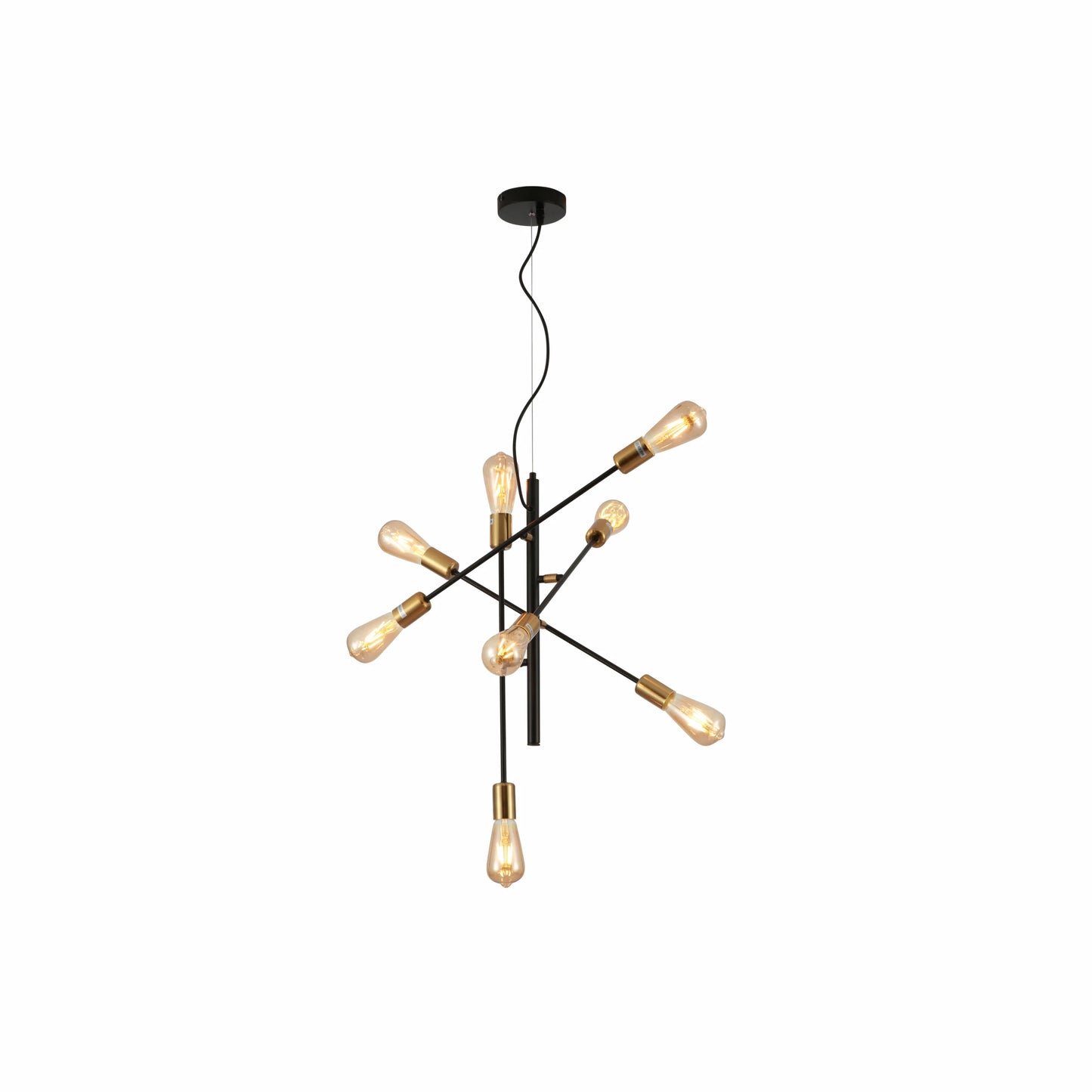 Black and Gold Sputnik Rod Modern Pendant Chandelier Ceiling Light E27