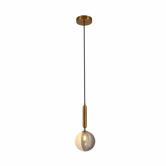 Half Opal Half Smoky Globe Gold Pendant Ceiling Light G9