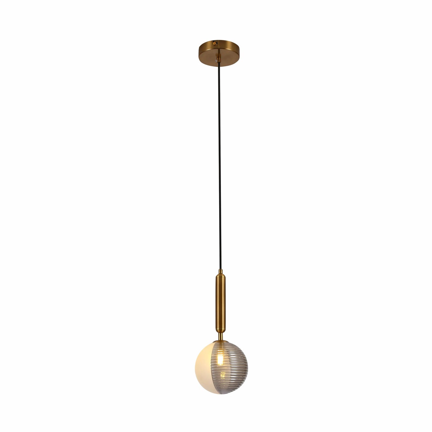 Half Opal Half Smoky Globe Gold Pendant Ceiling Light G9