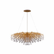 Chandelier with gold and crystal design on a white background