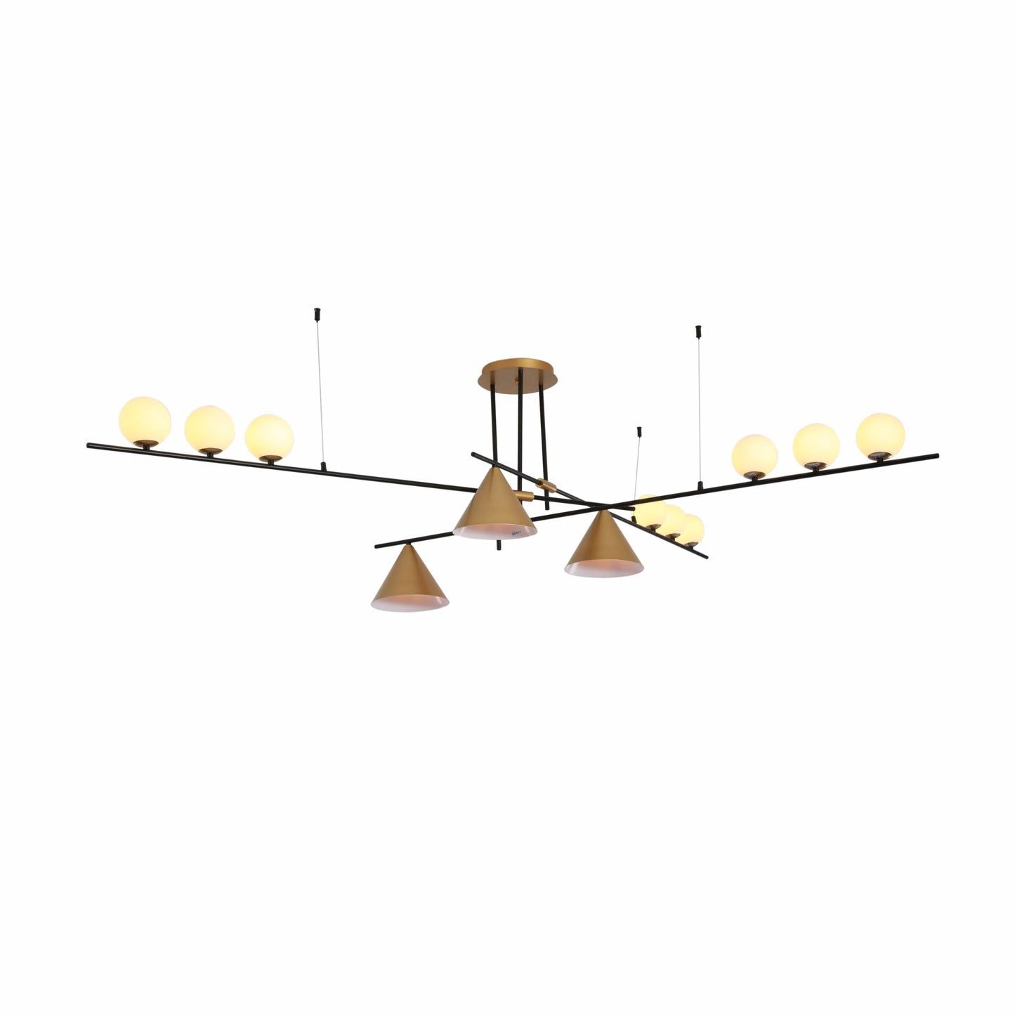 Nordic Modern Island Chandelier Ceiling Light G9 and E27 Black or Gold Funnel Opal Globe