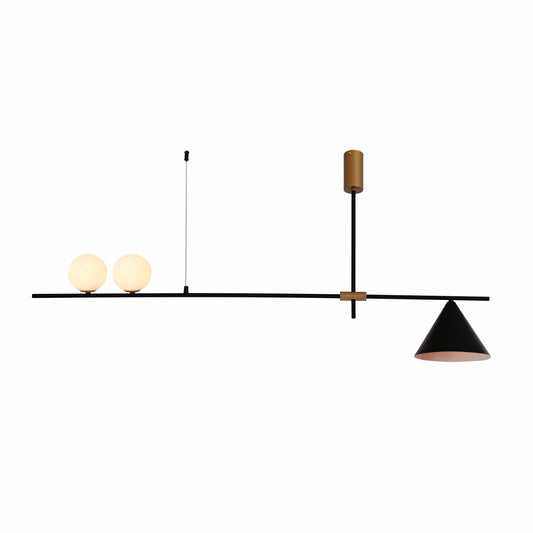 Nordic Modern Island Chandelier Ceiling Light G9 and E27 Black or Gold Funnel Opal Globe