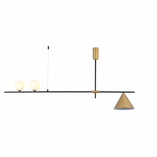 Nordic Modern Island Chandelier Ceiling Light G9 and E27 Black or Gold Funnel Opal Globe