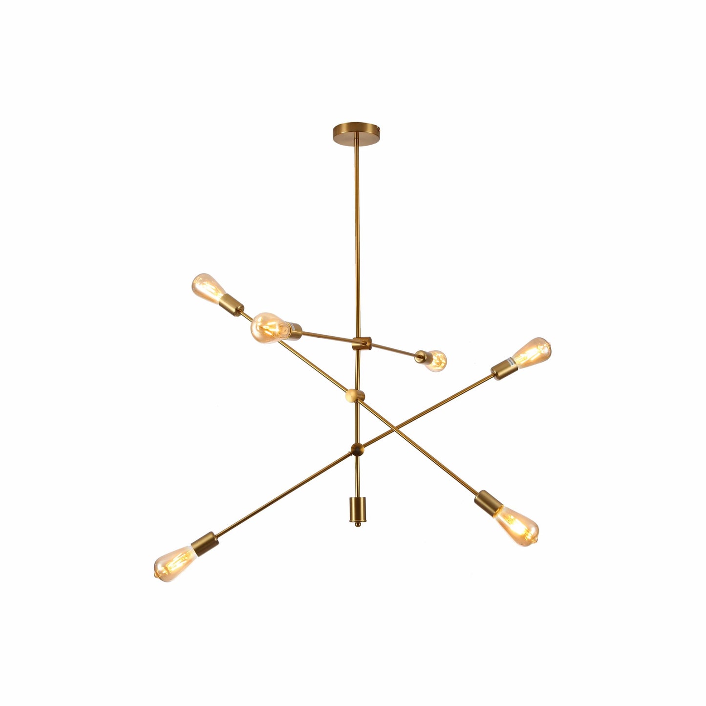 Gold Rod Modern Pendant Tiered Ceiling Chandelier Light 6xE27 Fittings