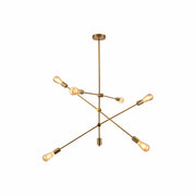 Gold Rod Modern Pendant Tiered Ceiling Chandelier Light 6xE27 Fittings