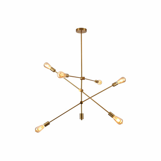 Gold Rod Modern Pendant Tiered Ceiling Chandelier Light 6xE27 Fittings