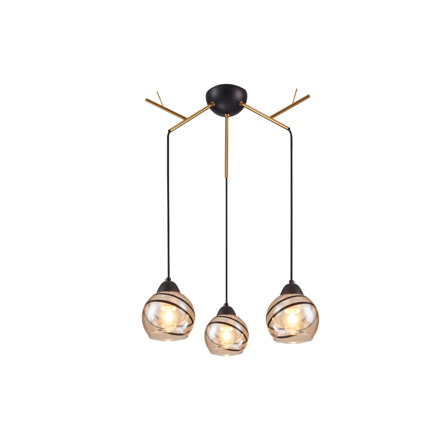 Amber Dome Glass Gold Twig Modern Ceiling Light