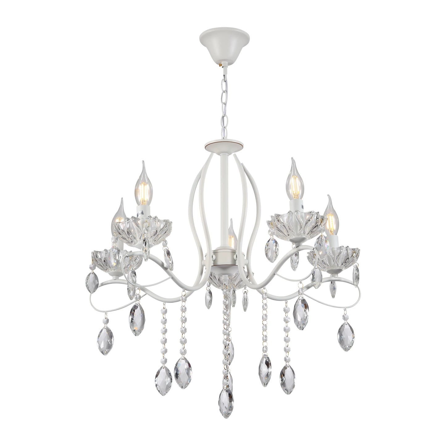 Tabitha Mediterranean Elegant Transitional Elizabeth Style Crystal Chandelier Ceiling Light E14