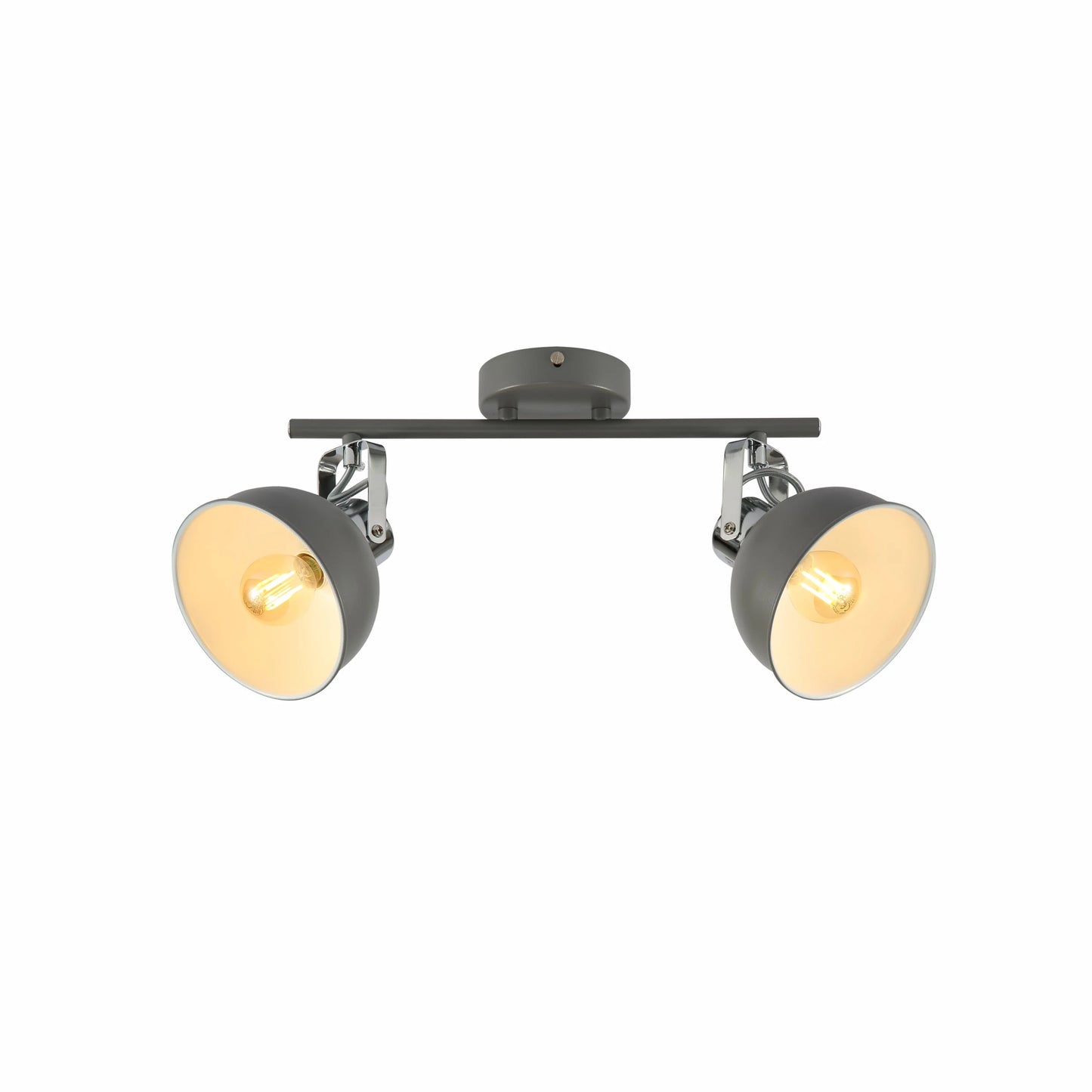 Grey Dome Shade Grey metal Body Ceiling and Wall Light E14