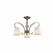 Antique Brass Metal Body Rice White Fabric Shaded Vintage Traditional Retro Ceiling Chandelier Light E27