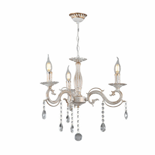 Candle Waterfall Traditional Retro Vintage Arm Chandelier Ceiling Light Crystal Gold Aged Cream E14