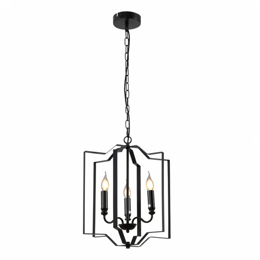 Black Cage Candle Lantern Rustic Nautical Nordic Chandelier Ceiling Light 3xE14 Fittings