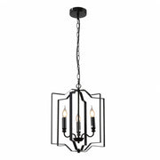Black Cage Candle Lantern Rustic Nautical Nordic Chandelier Ceiling Light 3xE14 Fittings