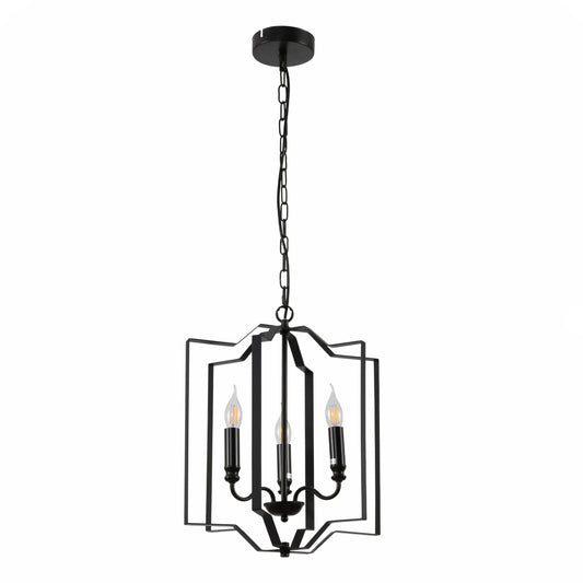 Black Cage Candle Lantern Rustic Nautical Nordic Chandelier Ceiling Light 3xE14 Fittings