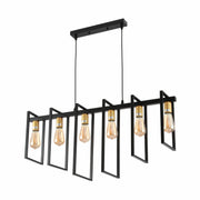 Black Metal Body Cage Modern Kitchen island Chandelier Ceiling Light with Gold 6xE27 Fittings